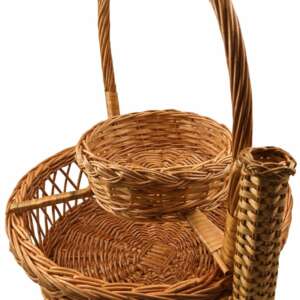 Pletena korpa za slavski kolač, slavsko žito i sveću